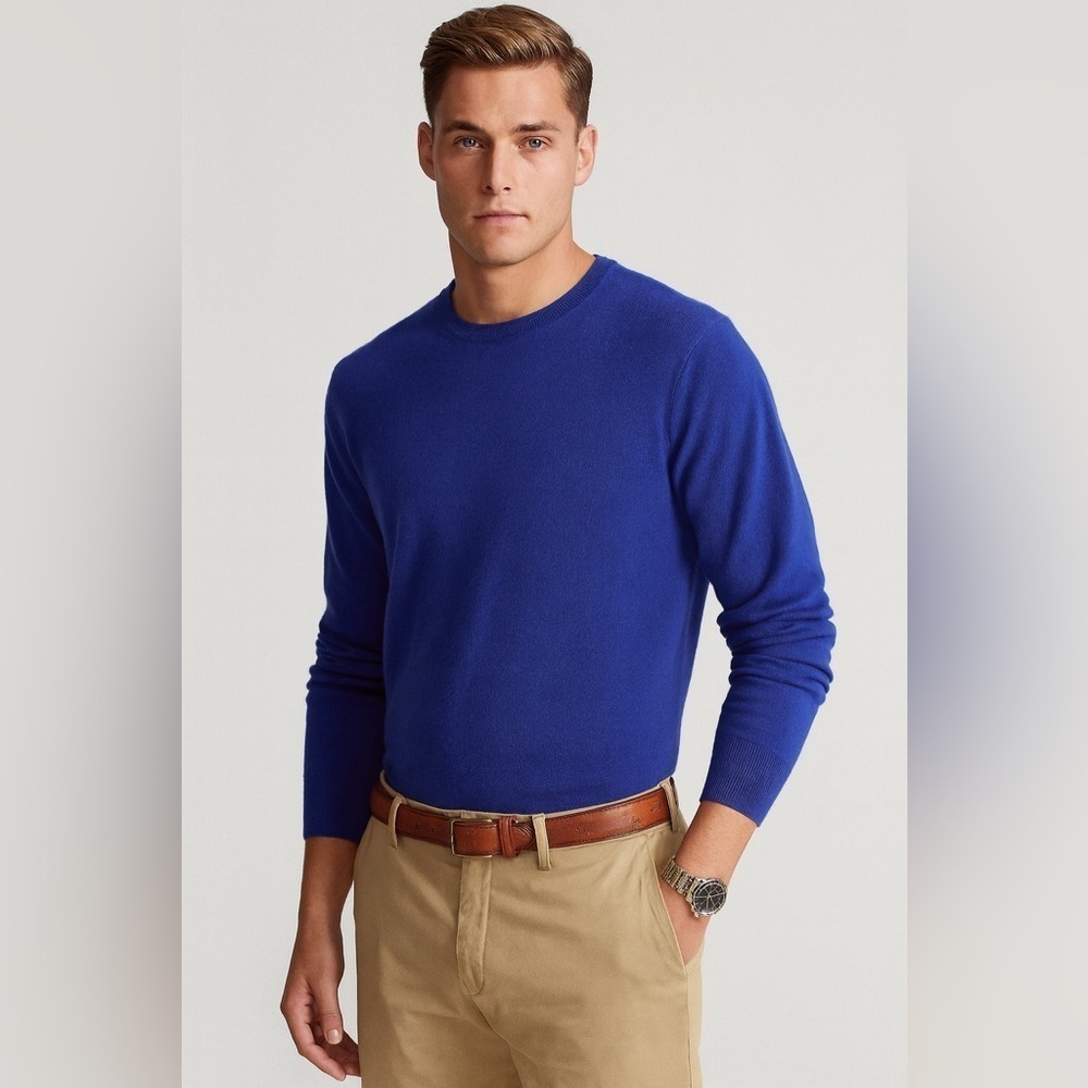Ralph Lauren Purple Label Men's Lightweight 100% Cashmere Crewneck Sweater L